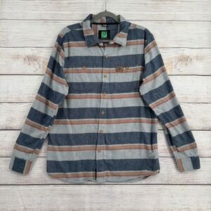 HippyTree Flannel Shirt Mens L Blue Striped Nomad Division Button Up Long Slv